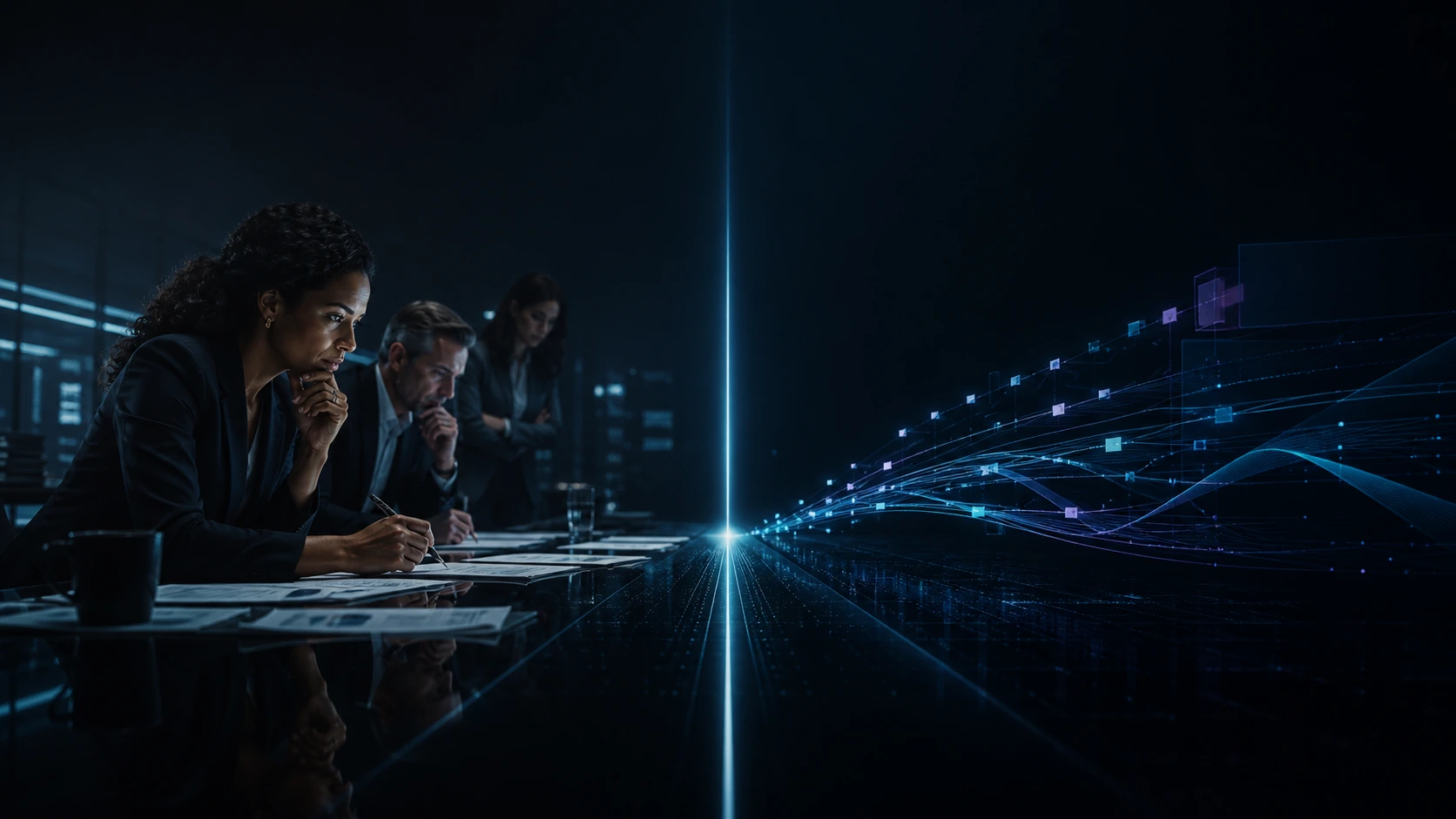 Human experts and an AI agent held to the same expert standard.